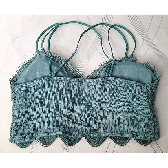 Listicle Womens Size Medium Floral Teal Halter Bralette‎ Padded Boho Festival - Picture 6 of 11